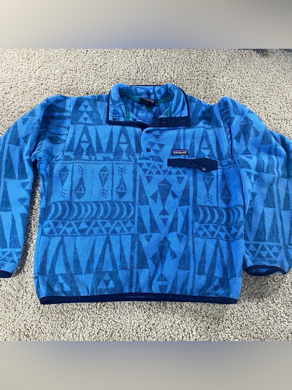 Patagonia Synchilla Snap-T Fleece Pullover Blue Tribal Geo Large Gorpcore
